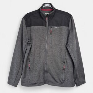 Orvis Mens M Charcoal Gray Black Full Zip Fleece Jacket Colorblock Outdoor Hike
